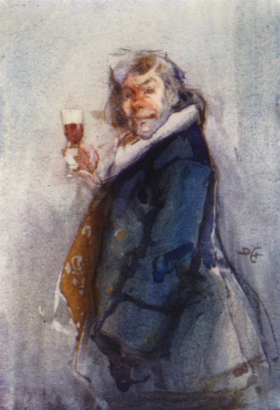 El bebedor, boceto temporal, London Sketch Club de Dudley Hardy