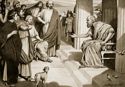 Sócrates dirigiéndose a los atenienses, ilustración de 