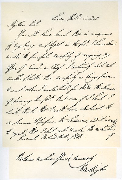Carta del Duque de Wellington al General Rowland Hill, 1 de febrero de 1828 de Duke of Wellington