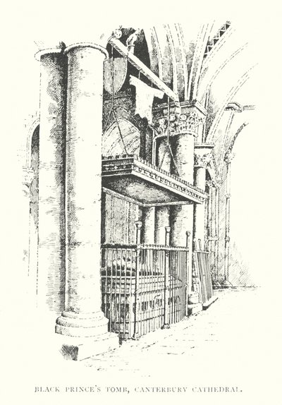 Tumba del Príncipe Negro, Catedral de Canterbury (litografía) de Duncan Moul