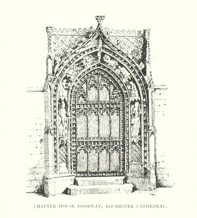 Portal de la Sala Capitular, Catedral de Rochester (litografía) de Duncan Moul