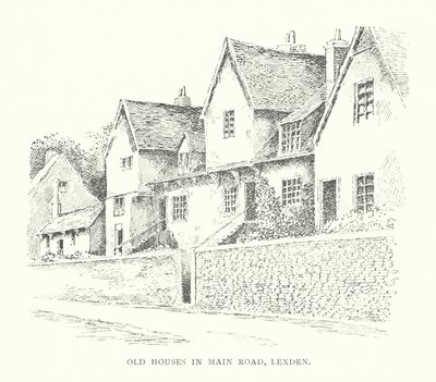 Casas antiguas en Main Road, Lexden (litografía) de Duncan Moul