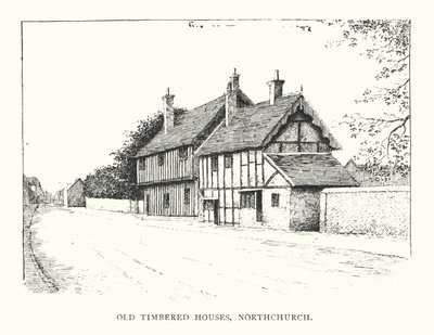 Old Timbered Houses, Northchurch (litografía) de Duncan Moul
