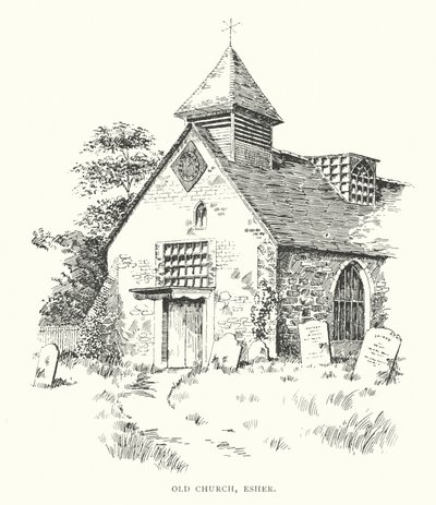 Antigua iglesia, Esher (litografía) de Duncan Moul