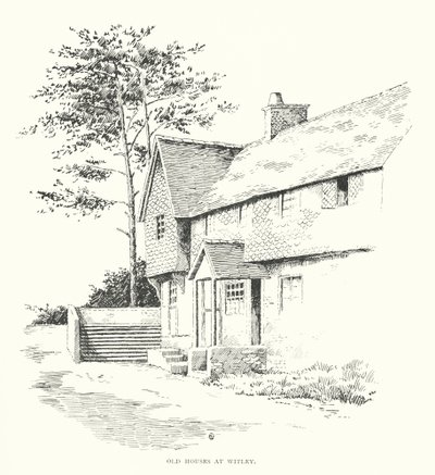 Casas antiguas en Witley (litografía) de Duncan Moul
