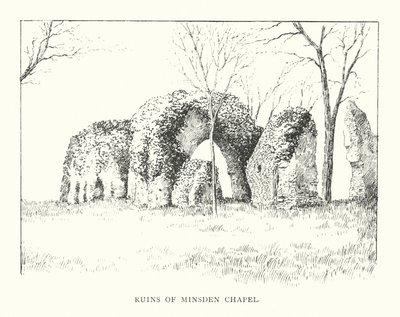 Ruinas de la capilla de Minsden (litografía) de Duncan Moul