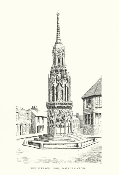 The Eleanor Cross, Waltham Cross (litografía) de Duncan Moul