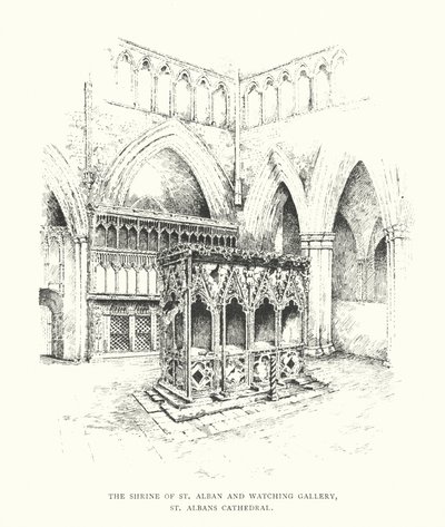 Santuario de San Albán y galería de observación, catedral de San Albán (litografía) de Duncan Moul