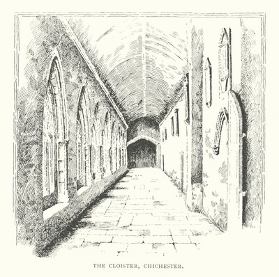 El claustro, Chichester (litografía) de Duncan Moul