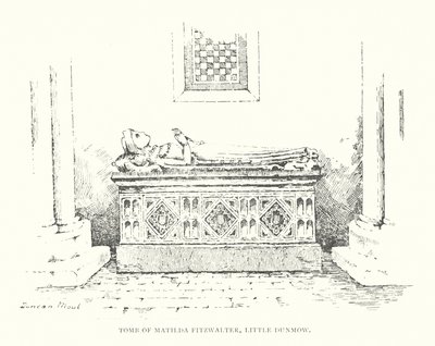 Tumba de Matilda Fitzwalter, Little Dunmow (litografía) de Duncan Moul