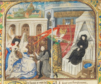 Página de "La Belle Dame Sans Merci" de Alain Chartier, París, principios del siglo XV de Dunois Master