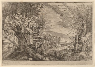 Paisaje con Casa de Troncos Cerca de un Río de Dutch 17th Century, formerly Jacques de Gheyn II