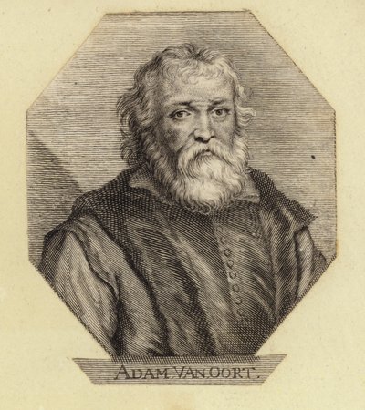 Adam Van Oort, nacido como Adam van Noort, un artista belga. Grabado por Johann Georg Waldreich de Dutch School