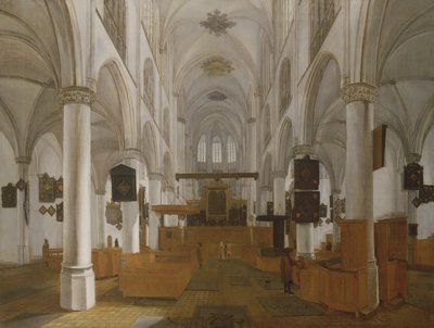 Interior de la Iglesia de Santa Gertrudis en Bergen Op Zoom, c.1650 (pintura) de Dutch School