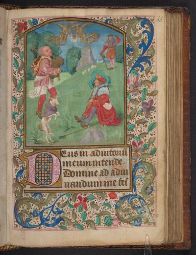 Anunciación a los pastores, Harley 2923, f.66r, c.1480 (vitela) de Dutch School