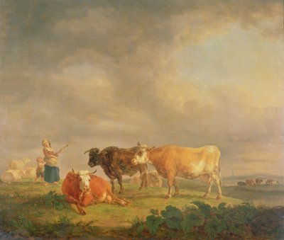 Ganado Pastando en un Paisaje, c.1820 de Dutch School