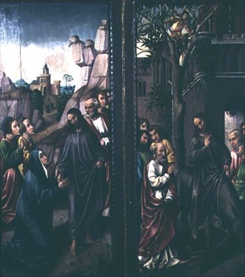 Cristo despidiéndose de su madre; Entrada de Cristo en Jerusalén, c.1500 de Dutch School