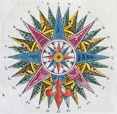 Rosa de los vientos, de un Atlas Blaue, publicado en Ámsterdam, 1697 de Dutch School