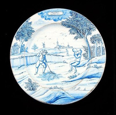 Plato de loza de Delft que representa el mes de julio de Dutch School