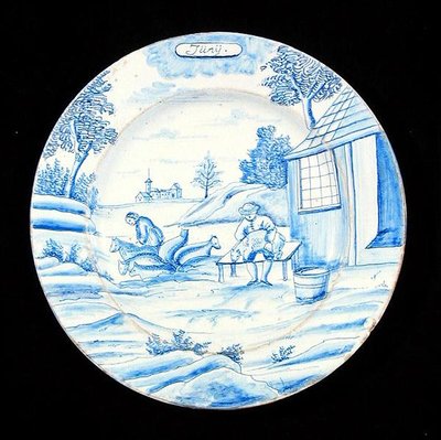 Plato de Delft representando el mes de junio de Dutch School