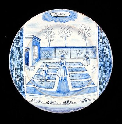 Plato de loza de Delft que representa el mes de marzo de Dutch School