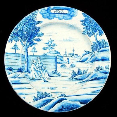 Plato de loza de Delft que representa el mes de mayo de Dutch School