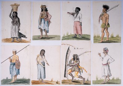Dibujo de un álbum de nativos de Brasil, África, Persia y las Indias Orientales de Dutch School