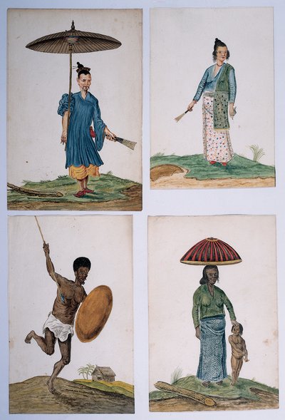 Dibujo de un álbum de nativos de Brasil, África, Persia y las Indias Orientales de Dutch School