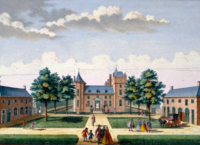 Fachada del Castillo de Assumburg, de Het Zeganpralent Kennemerlant por Hendrick de Leth y Matthias Brouerius Van Nidek, publicado c.1700-1730 de Dutch School