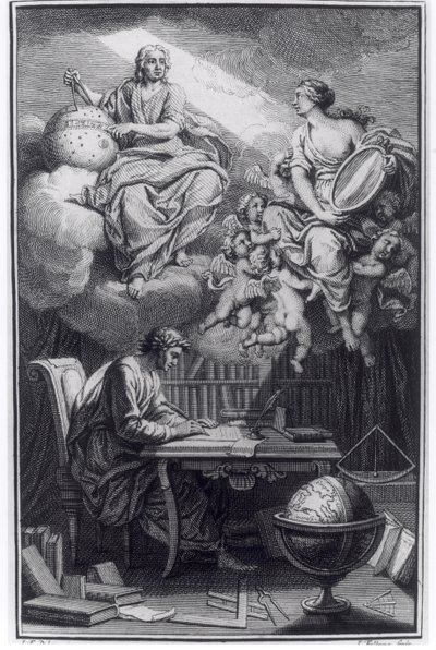 Portada de Elemens de la Philosophie de Neuton por Voltaire, publicado en Ámsterdam, 1738 de Dutch School