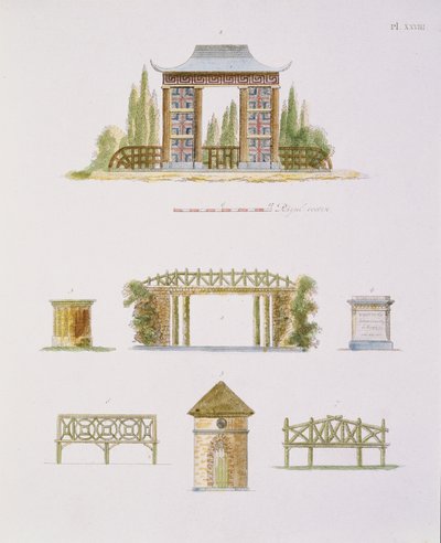 Decoraciones de jardín, de Magazine of Garden Gems, por G. van Laar, publicado 1802 de Dutch School