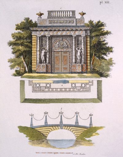 Decoraciones de jardín, de la Revista de Gemas de Jardín por G. van Laar, publicado en 1802 de Dutch School