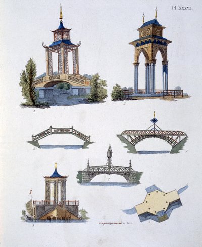 Decoraciones de jardín, de la Revista de Gemas de Jardín por G. van Laar, publicado en 1802 de Dutch School