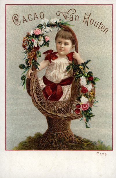 Niña con ramo floral, anuncio de chocolate de Dutch School
