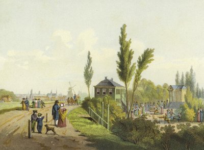 Land en Yzigt, jardín fuera de la Puerta de Haarlemmer, Ámsterdam, siglo XIX de Dutch School