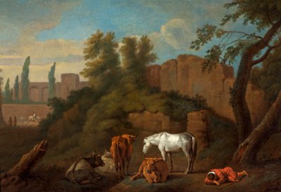 Paisaje con un niño durmiendo, c.1650 de Dutch School