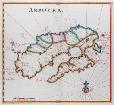 Mapa de Amboyna, Isla en el Océano Índico. de Dutch School
