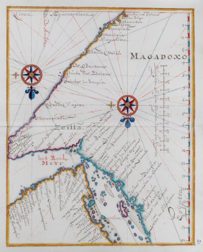 Mapa de Magadoxo, Zanzíbar. de Dutch School