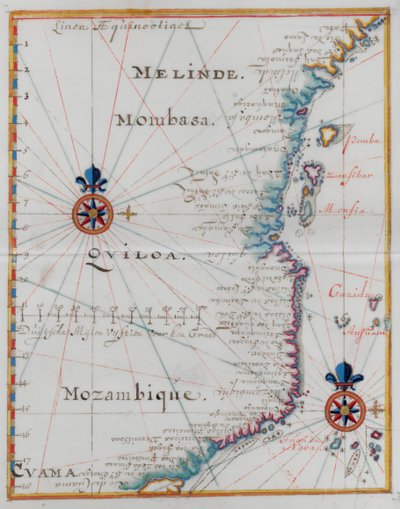 Mapa de Mombasa, África Oriental. de Dutch School
