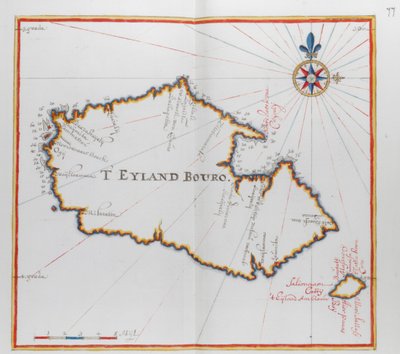 Mapa de la isla de Bouro, Indonesia. de Dutch School