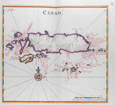 Mapa de la isla de Ceram (Seram), Indonesia. de Dutch School