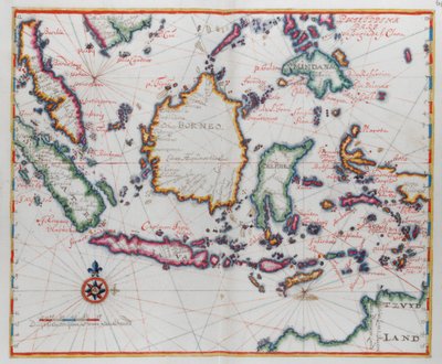 Mapa que muestra Borneo, Clebes (Sulawesi), Java y otras islas de Indonesia. de Dutch School