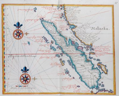 Mapa que muestra Malaca y Sumatra, en el oeste de Indonesia, parte de las islas de la Sonda. de Dutch School