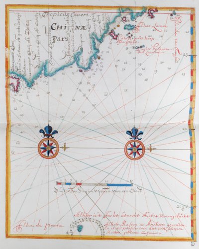 Mapa que muestra una parte muy pequeña de la costa de China. de Dutch School