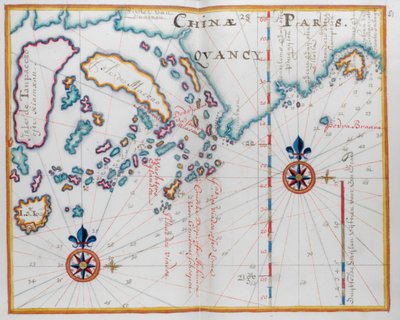 Mapa que muestra parte de la costa de China e islas. de Dutch School