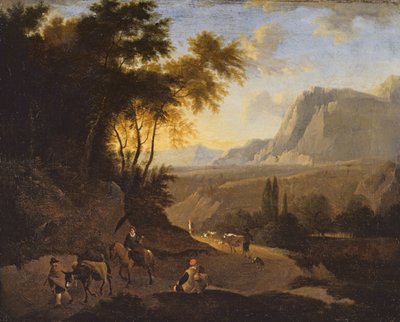 Paisaje montañoso con figuras, finales del siglo XVII (óleo sobre lienzo) de Dutch School