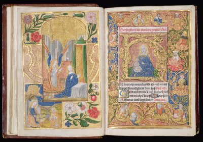 La Anunciación y la Virgen con el Niño, miniaturas de un Libro de Horas, Uso de Utrecht, c.1500-20 de Dutch School