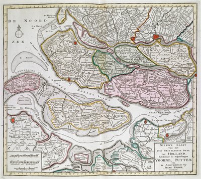 Nieuwe Kaart der van het Zuid Westelykste deel van Holland, behelzende de Baljuwschappen Voorne, Putten, enz. [Treinta y seis mapas de los Países Bajos]Isaak TirionEntre 1739 y 1757. de Dutch School