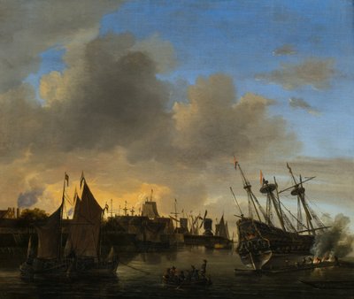 Numerosos barcos en un puerto holandés de Dutch School