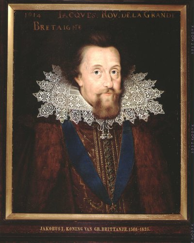 Retrato de Jacobo I, Rey de Inglaterra, 1614 de Dutch School